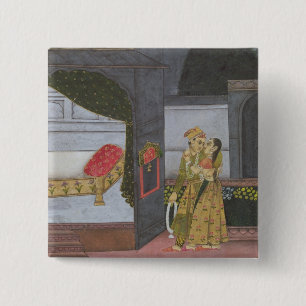 Badge Carré 5 Cm Un couple, illustration du 'Malavi Ragini