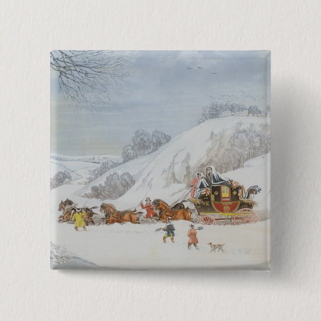 Badge Carré 5 Cm Un courrier dans la neige profonde (Devant)