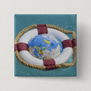 Badge Carré 5 Cm Un flottement de globe de conservateur et du monde