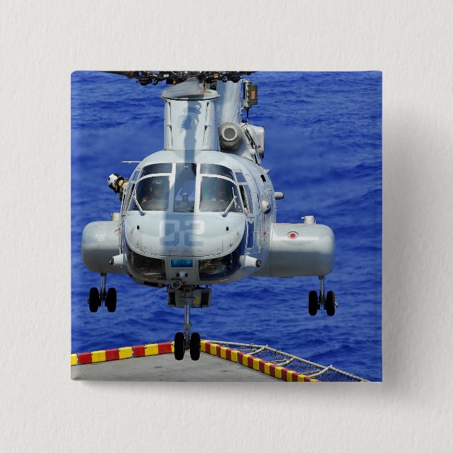 Badge Carré 5 Cm Un hélicoptère CH-46E Sea Knight (Devant)