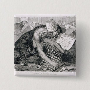 Badge Carré 5 Cm Un homme instruit absorbé dans Coran