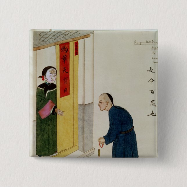 Badge Carré 5 Cm Un homme respectable priant pour des pièces de (Devant)