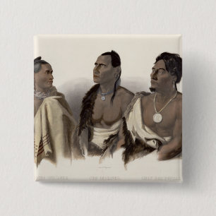 Badge Carré 5 Cm Un Indien du Missouri, un Oto indien et le chef de