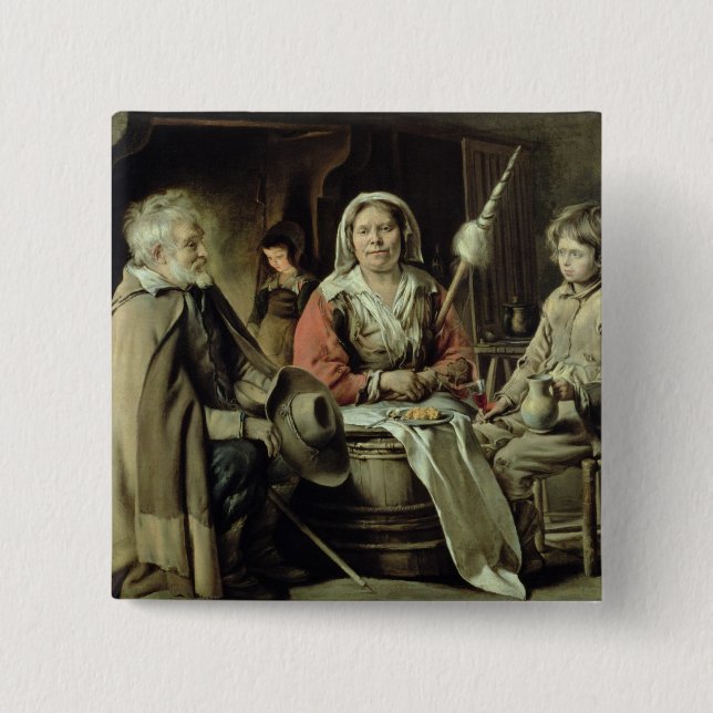 Badge Carré 5 Cm Un intérieur français, c.1645 (Devant)