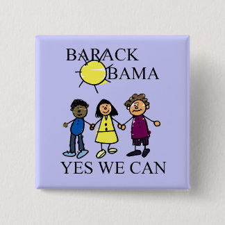 BADGE CARRÉ 5 CM UN JOUR ENSOLEILLÉ AVEC OBAMA