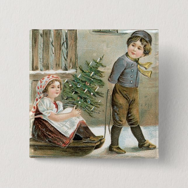 Badge Carré 5 Cm Un Joyeux Noël pour vous ! (Devant)