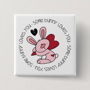 Badge Carré 5 Cm Un Lapin T'Aime