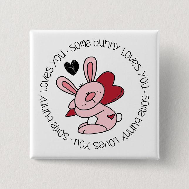 Badge Carré 5 Cm Un Lapin T'Aime (Devant)