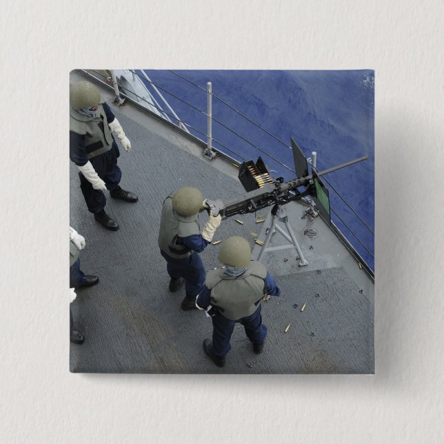 Badge Carré 5 Cm Un marin américain tire un M2HB de calibre 50 (Devant)