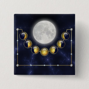 Badge Carré 5 Cm Un mois dans la vie de la lune Bouton