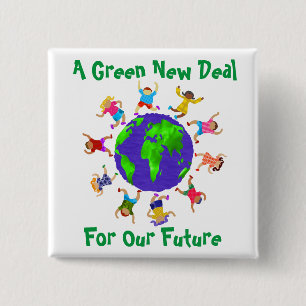 Badge Carré 5 Cm Un Nouveau Deal Vert pour notre avenir