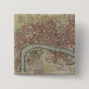 Badge Carré 5 Cm Un nouveau et précis plan des villes de Londres e