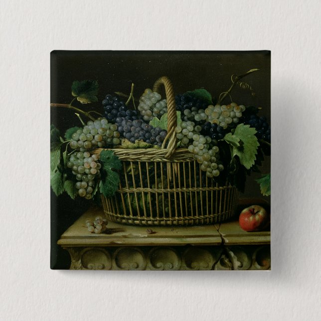 Badge Carré 5 Cm Un panier des raisins (Devant)