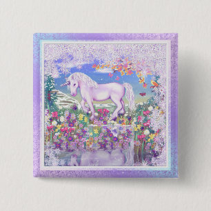 Badge Carré 5 Cm un paradis pourpre & neige