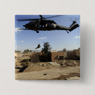 Badge Carré 5 Cm Un pararescueman rappels d'un HH-60 2