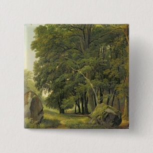 Badge Carré 5 Cm Un paysage boisé (huile sur le papier sur le