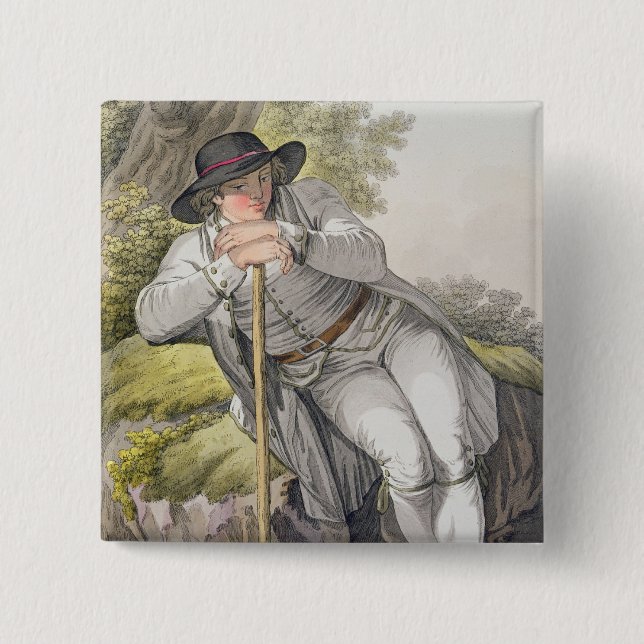 Badge Carré 5 Cm Un paysan de la vallée de Tesino au Tyrol, d'une (Devant)