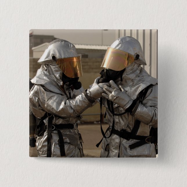 Badge Carré 5 Cm Un pompier irakien (Devant)