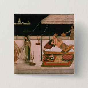 Badge Carré 5 Cm Un prince de Mughal recevant une dame la nuit