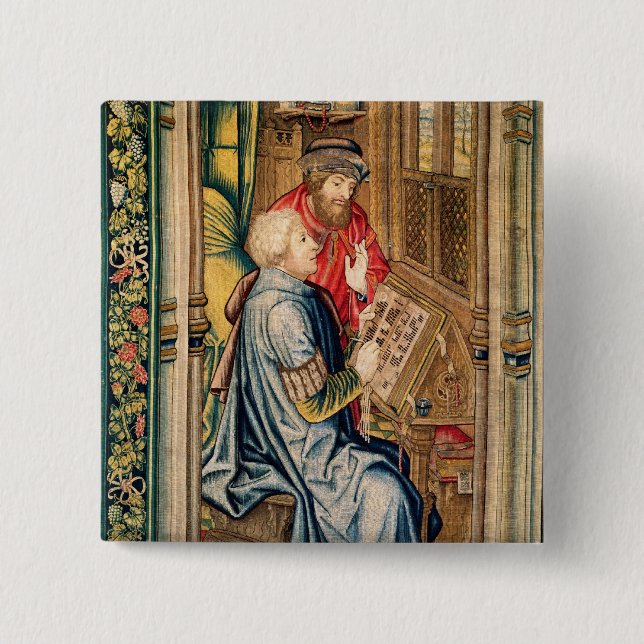 Badge Carré 5 Cm Un scribe écrivant un compte (Devant)