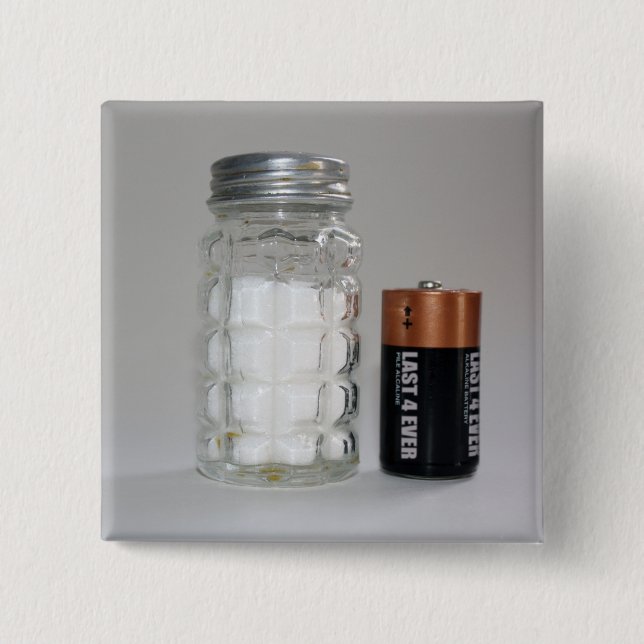 Badge Carré 5 Cm Un sel et une batterie (Devant)