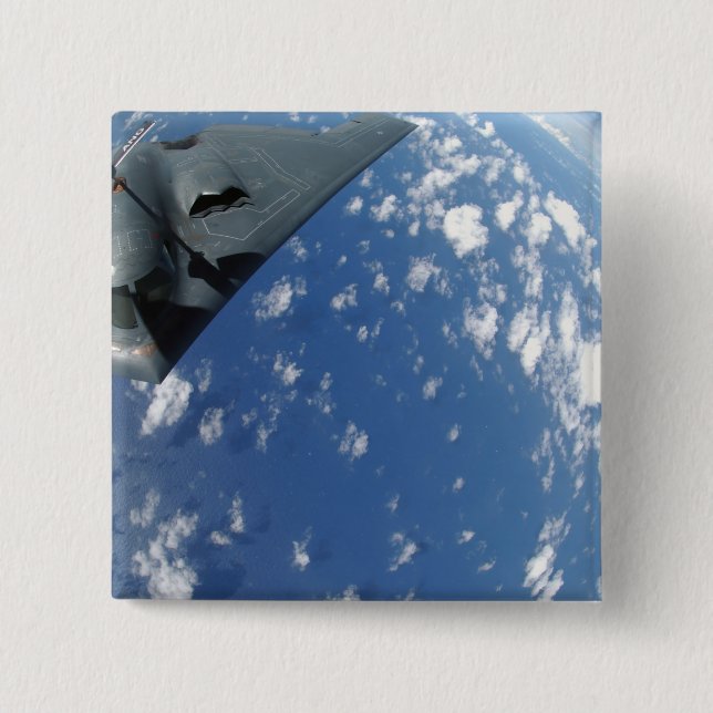 Badge Carré 5 Cm Un Stratotanker KC-135 réfute un esprit B-2 (Devant)