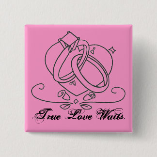 Badge Carré 5 Cm Un Véritable Amour Attend.