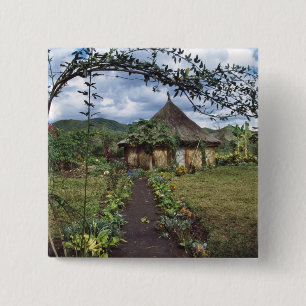 Badge Carré 5 Cm Un village des Highlands, Goroka, Papouasie-Nouvel