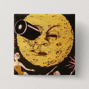 Badge Carré 5 Cm Un voyage à l'affiche de film de lune