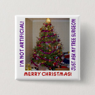 Badge Carré 5 Cm Un vrai sapin de Noël
