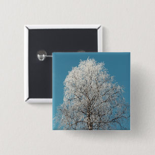 Badge Carré 5 Cm Un Willow Tree blanc contre un ciel bleu sans nuag
