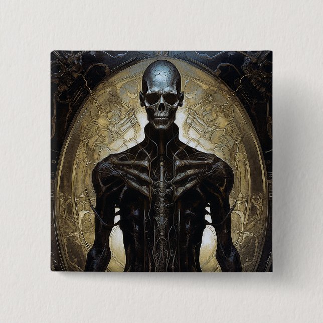 Badge Carré 5 Cm Undead Cyborg Sci-Fi Horror Art (Devant)