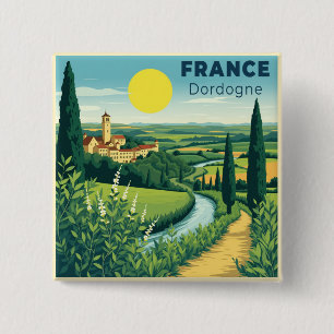 Badge Carré 5 Cm Une affiche de voyage classique nostalgique France