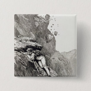 Badge Carré 5 Cm Une canonnade sur le Matterhorn, 1862, 'de l'Asc