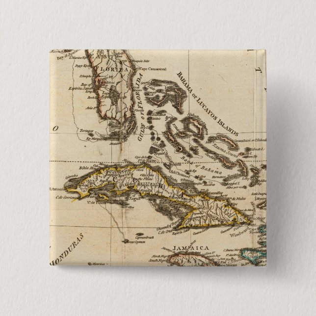 Badge Carré 5 Cm Une carte complète des Antilles (Devant)