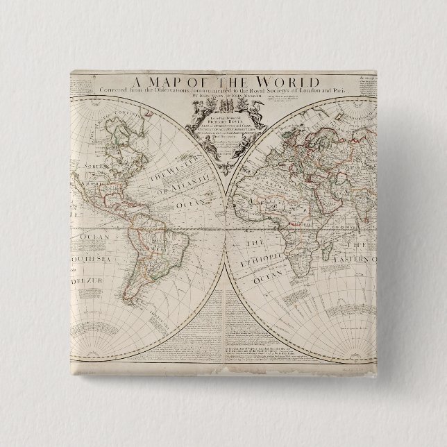 Badge Carré 5 Cm Une carte du monde (Devant)