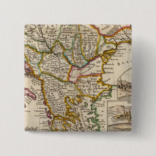 Badge Carré 5 Cm Une carte générale de la Turquie en Europe