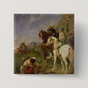 Badge Carré 5 Cm Une chasse à faucon en Algérie