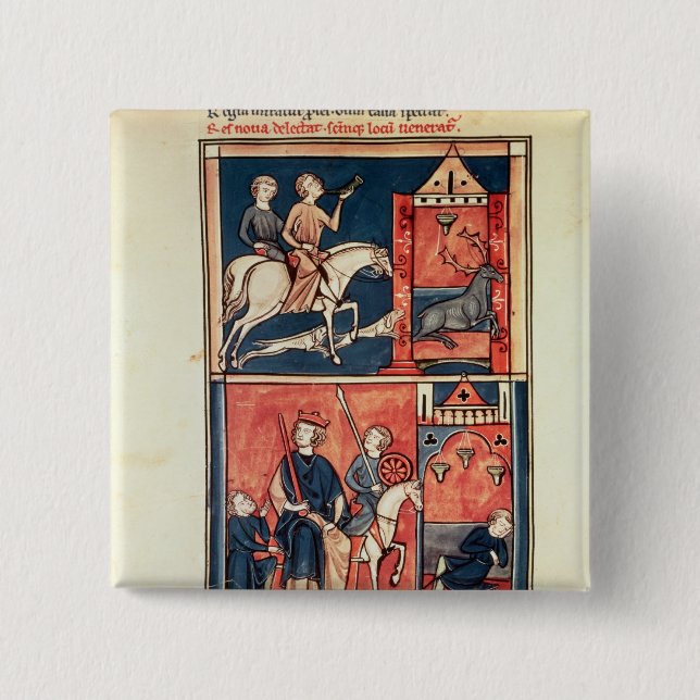 Badge Carré 5 Cm Une chasse à mâle et un roi (Devant)