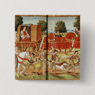 Badge Carré 5 Cm Une chasse, illustration des épîtres d'Ovid