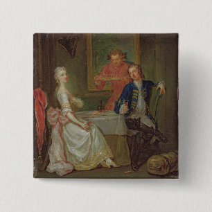 Badge Carré 5 Cm Une conversation de dîner (un homme et une femme