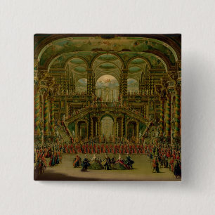 Badge Carré 5 Cm Une danse dans un palais rococo baroque