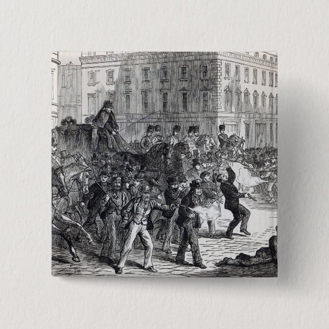 Badge Carré 5 Cm Une émeute de Belfast (Devant)