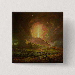 Badge Carré 5 Cm Une éruption du Vésuve, vue de Portici