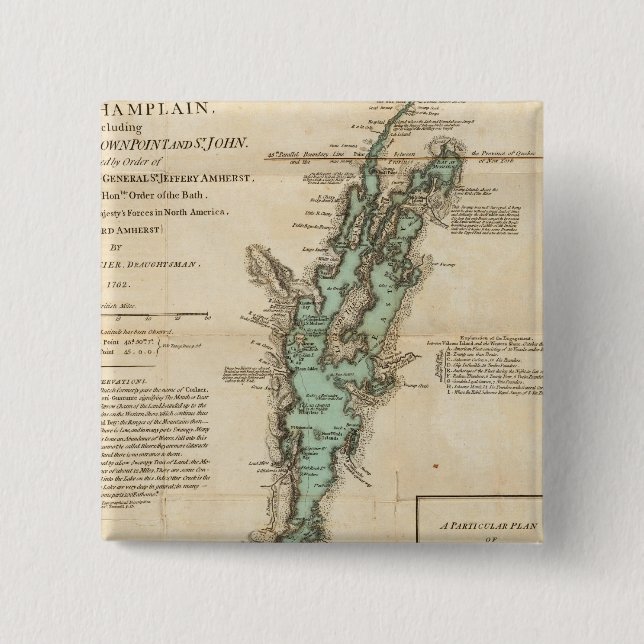 Badge Carré 5 Cm Une étude du lac Champlain (Devant)