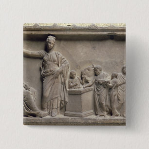 Badge Carré 5 Cm Une famille sacrifiant un taureau à Asclepius