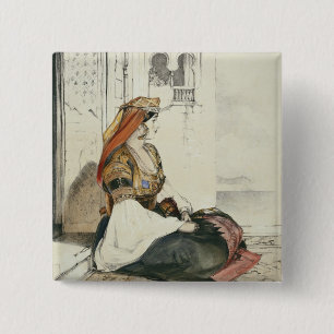 Badge Carré 5 Cm Une femme juive du Gibraltar, des 'croquis de spa