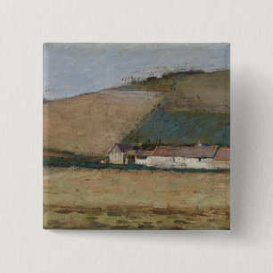 Badge Carré 5 Cm Une ferme parmi des collines, Giverny, c.1887