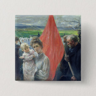 Badge Carré 5 Cm Une grève chez Saint-Ouen, 1908