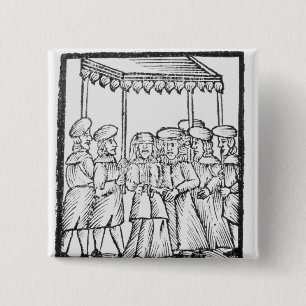 Badge Carré 5 Cm Une illustration d'un mariage juif